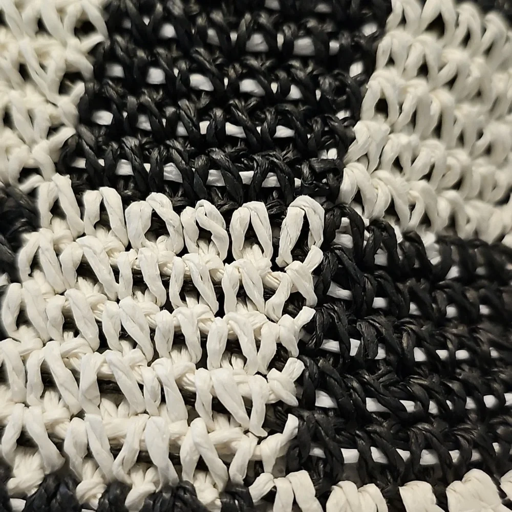 100% Paper Woven Checkered Hat in Black and  White 24